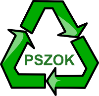 Ilustracja przedstawia zielone strzałki na białym tle układające się w symbol recyklingu, w środku jest wpisany zielony napis PSZOK.